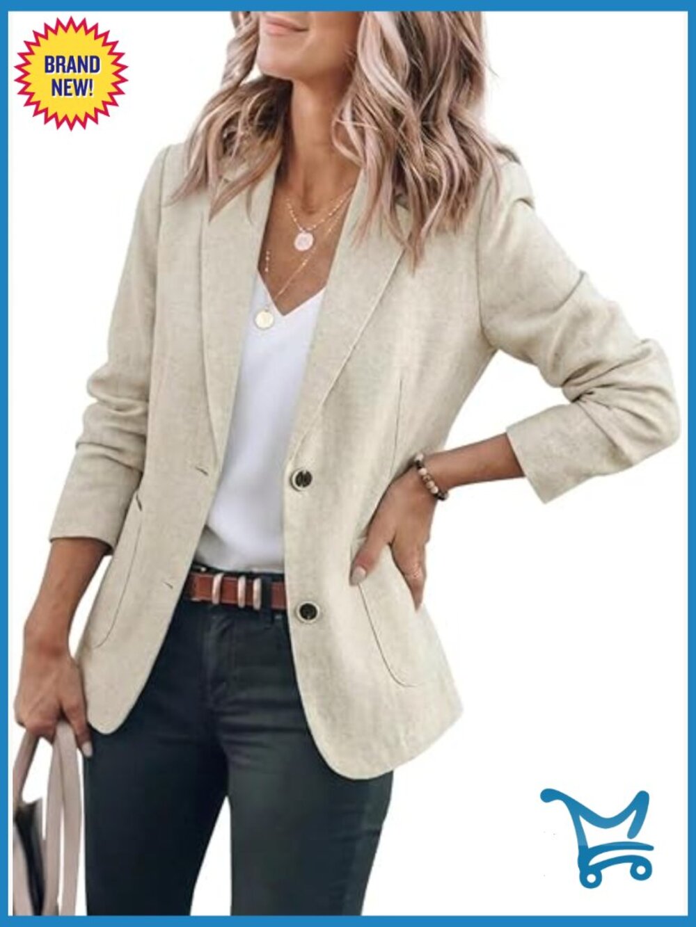 Cotton Linen Blazer Long Sleeve Loose Casual Suit Jacket Notch Lapel